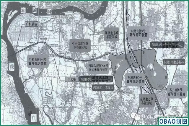 白云湖各项修复技术布置情况图 白云湖各项修复技术布置情况图